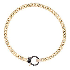 Dual Tone Diamond Clasp 14K (or 18k upon request) Gold Curb Bracelet